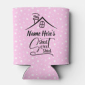 名前を追加Shed甘い流しピンクホワイトフローラ 缶クーラー (裏面)