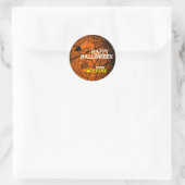 名前を追加Spider WebハロウィーンステッカーOrange ラウンドシール (バッグ)