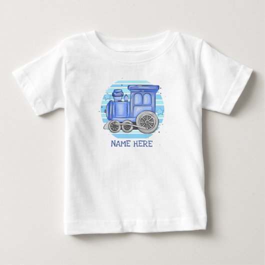 名前を追加Steam Trainエンジンベビーボディスーツ ベビーTシャツ (正面)