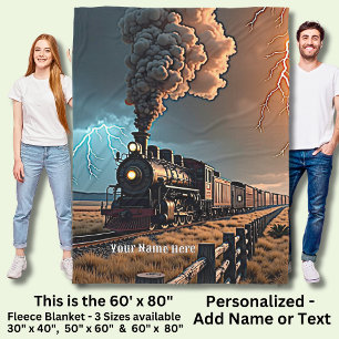 名前を追加Steam Train Engine in a Storm フリースブランケット