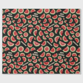 名前を追加Summer Birthday Fun Watermelon Black ラッピングペーパー (フラット)