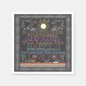 名前を追加SunshineヴィンテージChalkboard スタンダードカクテルナプキン (正面)