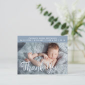 名前を追加Thank You Boy Birth Announcement Card (スタンド正面)