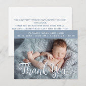 名前を追加Thank You Boy Birth Announcement Card (正面/裏面)