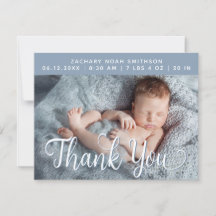 名前を追加Thank You Boy Birth Announcement Card