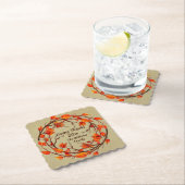 名前を追加Thanksgiving秋のスカロップドSq ペーパーコースター (インサイチュ)