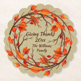 名前を追加Thanksgiving秋のホタテ ペーパーコースター