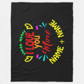 名前を追加Valentines Day I Love Youもっとハート フリースブランケット (正面)