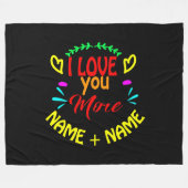 名前を追加Valentines Day I Love Youもっとハート フリースブランケット (正面(横))
