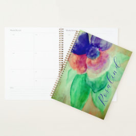 名前を追加Violet BlueとPink Pastelフローラ プランナー手帳