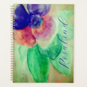 名前を追加Violet BlueとPink Pastelフローラ プランナー手帳 (正面)