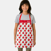 名前アップルフルーツ赤いホワイトフードパターン エプロン (インサイチュ)