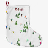 名前アルパインスキーヤースキー冬木 ラージクリスマスストッキング (正面)