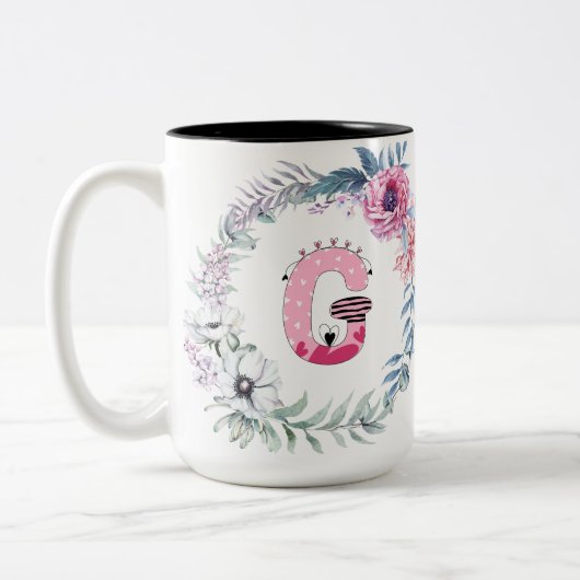 名前アルファベット「G」 ツートーンマグカップ (左)
