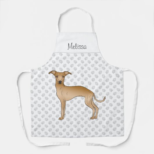 名前イタリアンを付けたGreyhound漫画の犬 エプロン (正面)