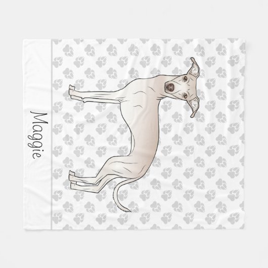 名前イタリアン付きクリームGreyhound漫画の犬 フリースブランケット (正面(横))