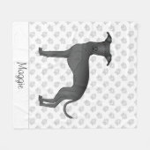 名前イタリアン付きブラックグレイハウンド漫画の犬 フリースブランケット (正面(横))