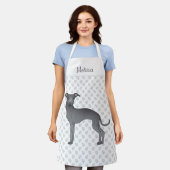名前イタリアン付きブルーグレイハウンド漫画の犬 エプロン (着用した状態)