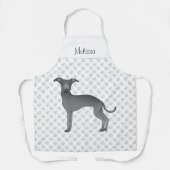 名前イタリアン付きブルーグレイハウンド漫画の犬 エプロン (正面)