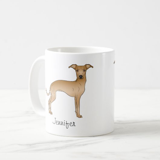 名前イタリアン付きGreyhoundかわいい漫画の犬 コーヒーマグカップ (正面左)