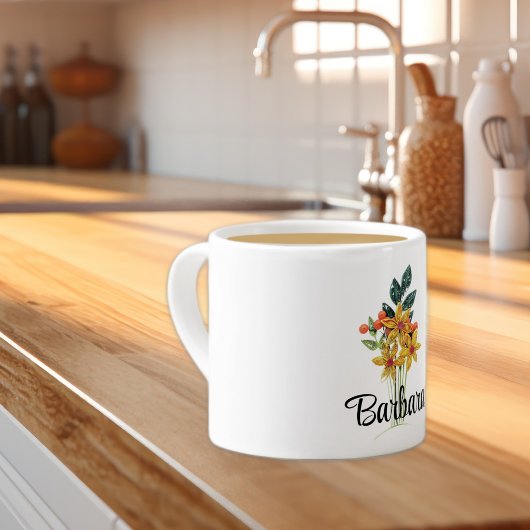 名前イニシャルまたは文字、紙クイル花6oz エスプレッソカップ