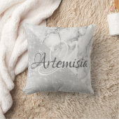 名前イニシャルグレー大理石スパークジオメトリホワイト クッション (ブランケット)