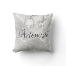 名前イニシャルグレー大理石スパークジオメトリホワイト