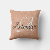 名前イニシャルピーチバラホワイトスパークルスイガーリーート クッション (裏面)