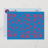 名前イニシャルブルーパープル水玉模様ムーンズサークル ポストカード (正面/裏面)