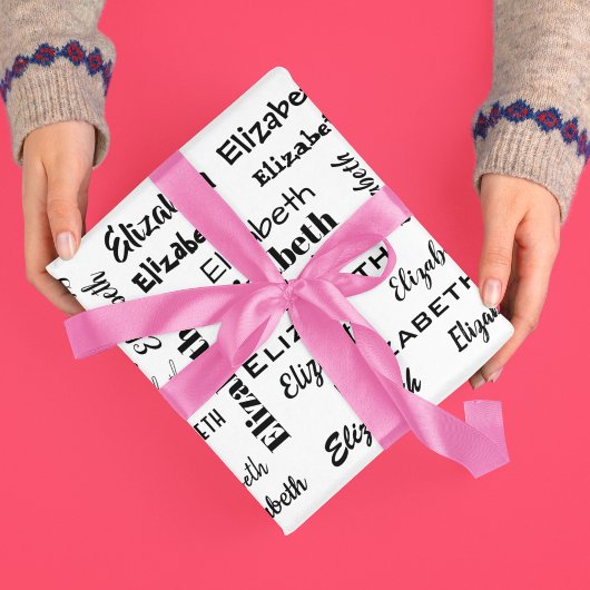 名前イニシャルメッセージパターンパーソナライズされたギフト ラッピングペーパー