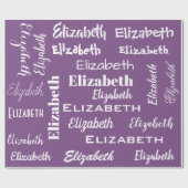 名前イニシャルモノグラムパープルパーソナライズされたギフト ラッピングペーパー (フラット)