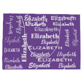 名前イニシャルモノグラムパープルパーソナライズされたギフト ラージペーパーバッグ (裏面)