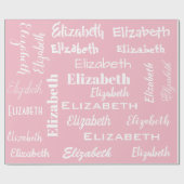 名前イニシャルモノグラムピンクホワイトギフトパーソナライズされた ラッピングペーパー (フラット)