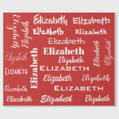 名前イニシャルモノグラム赤パーソナライズされたギフト ラッピングペーパー (フラット)