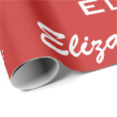 名前イニシャルモノグラム赤パーソナライズされたギフト ラッピングペーパー (ロールコーナー)