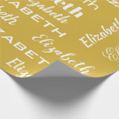 名前イニシャルモノグラム金ゴールドパーソナライズされたギフト ラッピングペーパー (角)