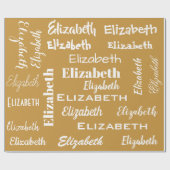 名前イニシャルモノグラム金ゴールドホワイトギフパーソナライズされたト ラッピングペーパー (フラット)