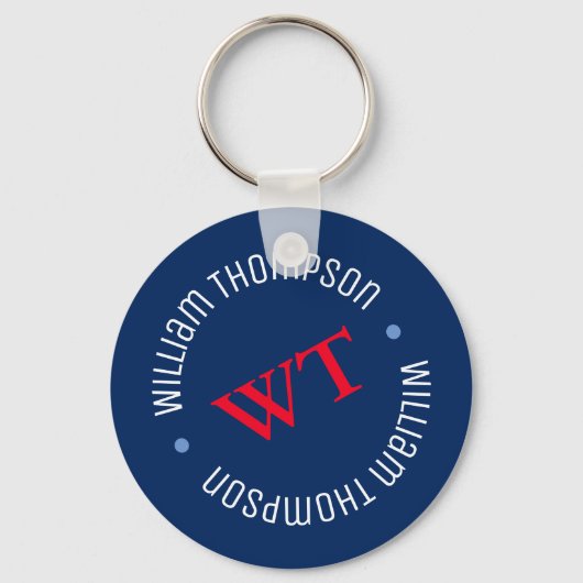 名前イニシャルモノグラム青 キーホルダー (正面)