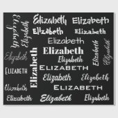 名前イニシャルモノグラム黒パーソナライズされたギフト ラッピングペーパー (フラット)