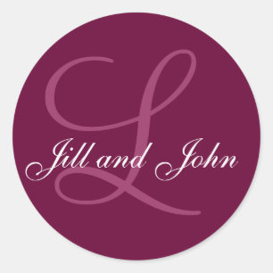 名前イニシャルモノグラムL結婚式の引き出物ステッカー ラウンドシール