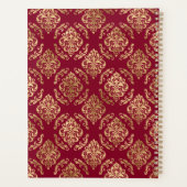 名前イニシャル金ゴールドダマスクon Burgundy 結婚's プランナー手帳 (裏面)