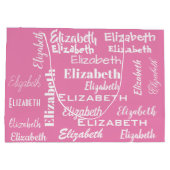 名前イニシャルMonogram Pink パーソナライズされた Gift ラージペーパーバッグ (裏面)