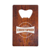 名前ウッド素朴レトロロゴモノグラム クレジットカード栓抜き (裏面)