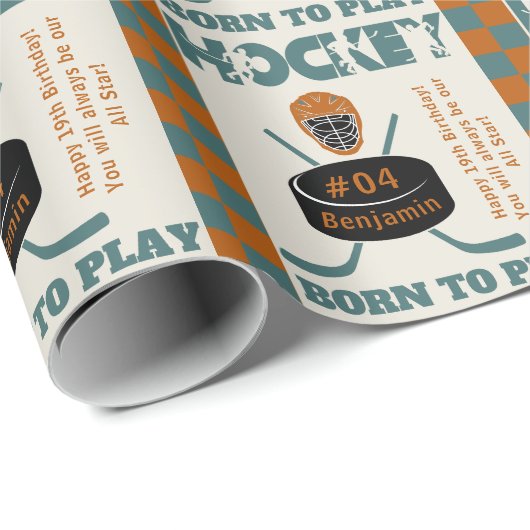 名前エイジジャージー番号気持ちホッケースポーツ ラッピングペーパー (ロールコーナー)