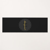 名前エレガントとイニシャルの黒ヨガマット ヨガマット (正面(横))