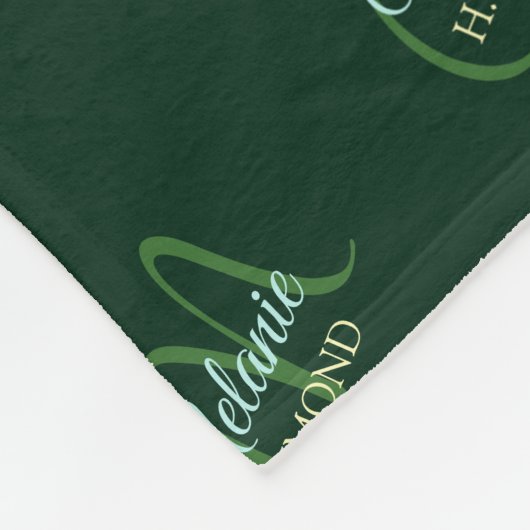 名前エレガントとイニシャル付きグリーン毛布 フリースブランケット (角)