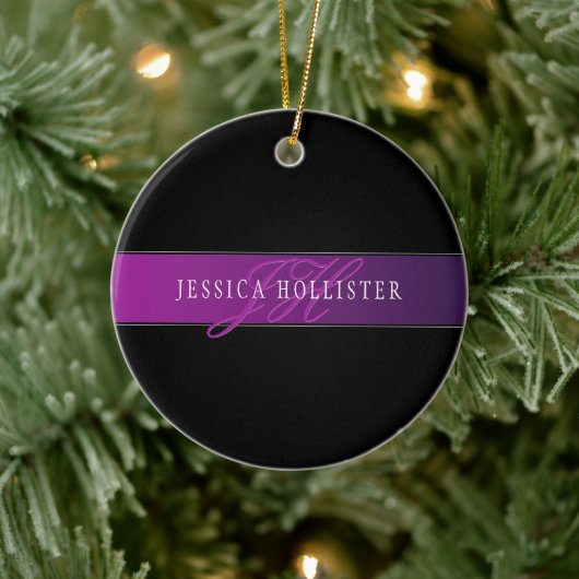 名前エレガントとモノグラムのイニシャル/秒 セラミックオーナメント (ツリー)