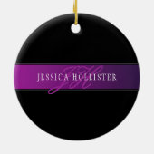 名前エレガントとモノグラムのイニシャル/秒 セラミックオーナメント (裏面)