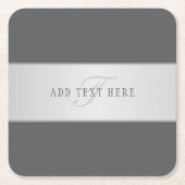 名前エレガントとモノグラムレタリング(または他の文字) スクエアペーパーコースター (正面)