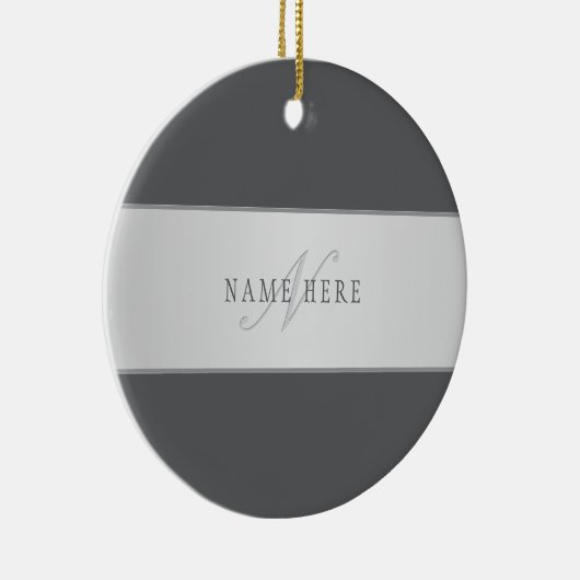 名前エレガントとモノグラムレタリング(または他の文字) セラミックオーナメント (右)
